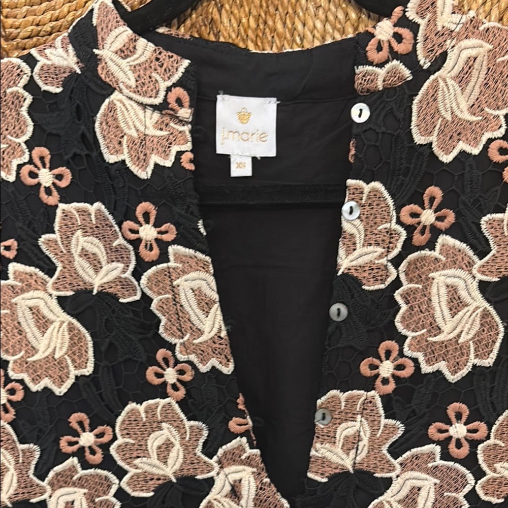 j. marie Black Tan Midi Dress 3/4 Sleeves